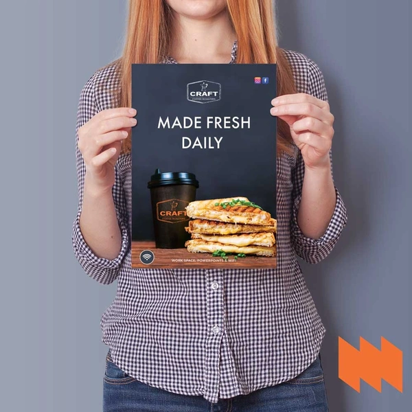 A4 posters work well for counter displays, small menus, and point of sale signage.