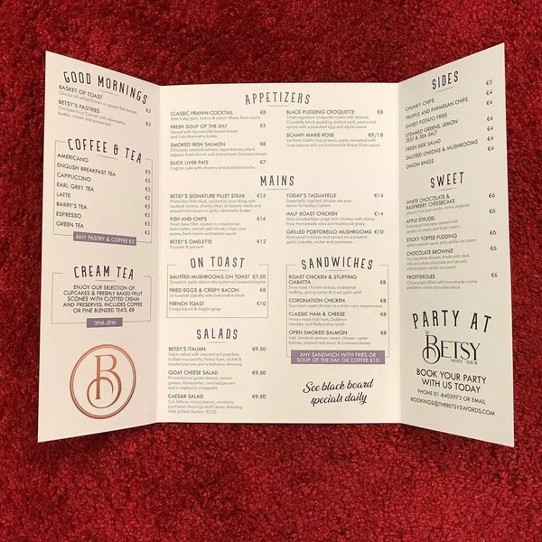  The - Betsy - Swords - Menu