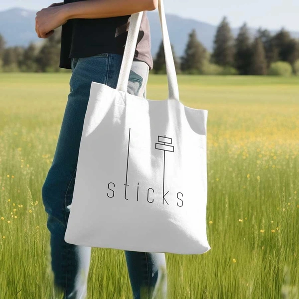 Premium cotton tote with minimalist printed logo - durable and practical for everyday shopping and leisure use